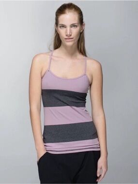 Lululemon Bold Stripe Mauvelous Black Power-Y Power Y Tank size 10.